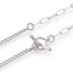 Ожерелья из латунной витой цепочки и цепочки со скрепками NJEW-N054-11P