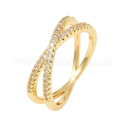 Латунные микро проложить пальцев кольца кубического циркония&nbsp;RJEW-D340-01G-05