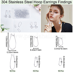 150 шт. 3 размера фурнитуры для серег-колец из нержавеющей стали 304 STAS-CN0001-46