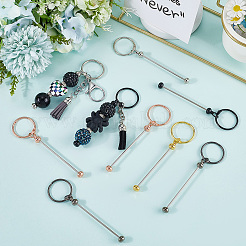 10 шт. 5-х цветные железные стержни для брелоков с бусинами AJEW-SC0003-91