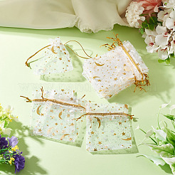 30 bolsa de regalo con cordón de organza con estampado dorado de luna y estrella&nbsp;ABAG-TA0002-21A