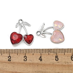 K5ガラスチャーム  合金パーツ  UVメッキ  チェリー  プラチナ  19x16x5mm  穴：2mm&nbsp;PALLOY-P308-24P