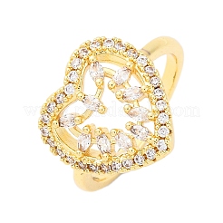 Латунные кольца-манжеты с микропаве и прозрачным цирконием для женщин&nbsp;RJEW-U047-17G