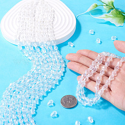 透明なティアドロップガラスビーズ5本  多面カット  透明  7~8x6mm  穴：1mm  約64~65個/連  19.29~19.49''（49~49.5センチメートル）&nbsp;GLAA-TA0004-21B