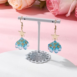 Серьги-подвески из стеклянных бусин в форме звезды EJEW-MZ00428