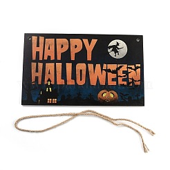 Porte en bois halloween suspendu panneau de bienvenue&nbsp;HJEW-Z002-04D