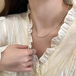 Collana semplice ed elegante con perline di riso in argento s925 per stratificazione&nbsp;DZ6681