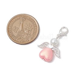 Подвеска в форме сердца ангела из акрила и стекла с жемчугом HJEW-JM02366