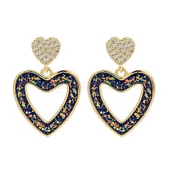 Серьги-гвоздики в форме сердца из латуни с покрытием стойки EJEW-P277-09G