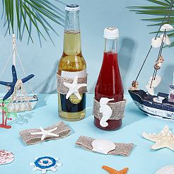 4 шт. 4 стильных кольца для салфеток из мешковины в форме ракушки морской звезды с добавлением смолы&nbsp;HJEW-WR00031