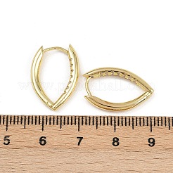 Серьги-кольца с микропаве из прозрачного кубического циркония и конским глазом из латуни EJEW-G446-04B-G