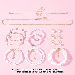 Серьги из пластикового искусственного жемчуга и ракушечного жемчуга SJEW-FS0001-02