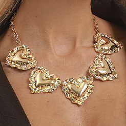 Collares babero de aleación con textura de corazón para mujer&nbsp;WGBCDDA-01