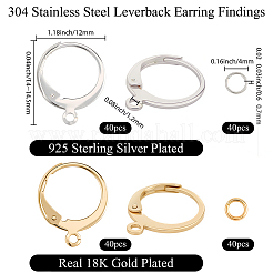 80 шт. 2-х цветная фурнитура для сережек из нержавеющей стали 304&nbsp;STAS-SC0010-55