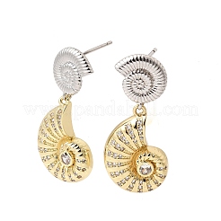 Boucles d'oreilles en laiton micro pavé de zircone cubique&nbsp;EJEW-G471-11GP-02