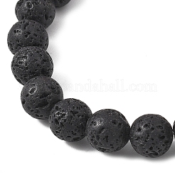 3 bracciale elastico rotondo in pietra lavica naturale&nbsp;BJEW-JB12789