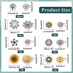 18 шт. 7-х стильная кнопка из сплава и латуни со стразами DIY-NB0008-36