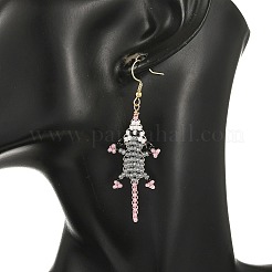 Pendientes colgantes de acero inoxidable 304 con cuentas de vidrio&nbsp;EJEW-MZ00825