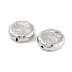 CCBプラスチックビーズ  花付きフラットラウンド  プラチナ  18x5.5mm  穴：1.6mm  約407個/500g&nbsp;CCB-S164-30P