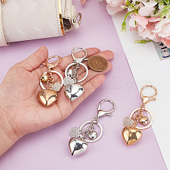 4 шт. 2-цветные брелки со стразами из смолы&nbsp;KEYC-GA0001-51