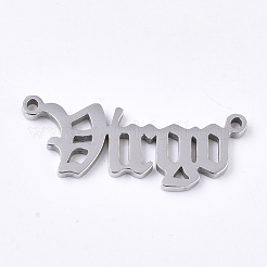 変色しない201ステンレス鋼リンクコネクター  レーザーカットリンク  星座  乙女座  26x9x1.5mm  穴：1.2mm&nbsp;STAS-N091-38J-P