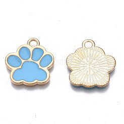 合金エナメルチャーム  カドミウムフリー＆鉛フリー  犬の足跡  ディープスカイブルー  17.5x16x1.5mm  穴：2mm&nbsp;X-ENAM-T016-22LG-E-RS