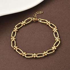 Ионное покрытие (ip) 304 нержавеющая сталь текстурированные овальные звенья цепи браслеты для женщин BJEW-B092-08G-02