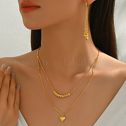 Элегантный комплект из двухслойного латунного кулона и серег в форме сердца для женщин OJ8585