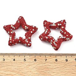 Звездообразные полимерные глиняные бусины со стразами CLAY-NH0001-06C