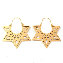 Серьги-кольца в форме полой звезды из нержавеющей стали 304 EJEW-P248-06G