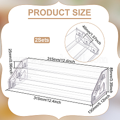 Rechteckiges 3-stufiges transparentes Wandregal aus Acryl&nbsp;AJEW-WH0794-22