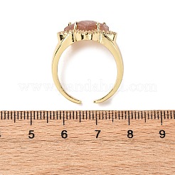 Звездный натуральный клубничный кварц кубический цирконий манжеты кольца RJEW-M076-02G-09