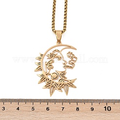 Готические ожерелья с подвеской в виде полой луны из нержавеющей стали 201&nbsp;LS-NJEW-K283-04G