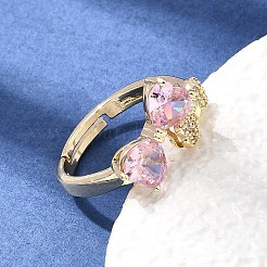 Messing Micro Pave klare Zirkonia Manschette offene Ringe&nbsp;CU-CBA5C10-15G