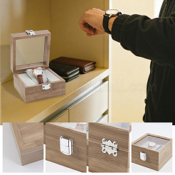 Einzelne Uhrenvitrinen aus Holz mit Glasdeckel und Samtkissen im Inneren&nbsp;CON-WH0043-306C
