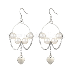 Серьги-подвески в форме сердечек из латуни EJEW-JE06805