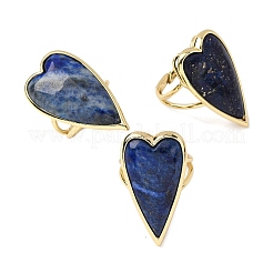 Перстни из натурального лазурита в форме сердца RJEW-M076-03G-08