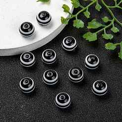 Круглые бусины полосатая смолы&nbsp;RESI-R158-10mm-11