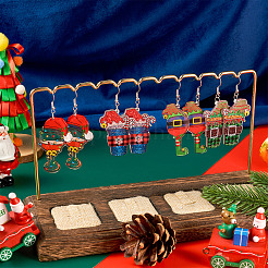 4 пара рождественских железных сережек-подвесок для женщин&nbsp;EJEW-TA00594