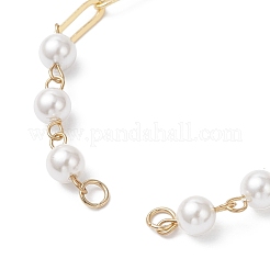 Изготовление браслета-цепочки из круглого белого жемчуга и латунных скрепок&nbsp;AJEW-JB01426