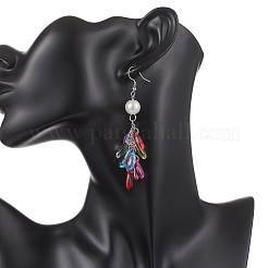 Серьги-кисточки с каплевидной формой из стекла и пластика&nbsp;EJEW-JE06818