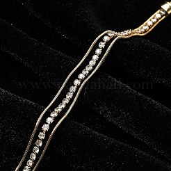 女性用ステンレススチールマルチ連ブレスレット  キュービックジルコニア付き  18KGP本金メッキ  6-3/4インチ（17cm）&nbsp;BJEW-F485-01G-01