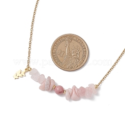 Collane con catena in acciaio inossidabile 304 con ciondolo a forma di scheggia di pietra preziosa mista naturale e perline rotonde per donna&nbsp;NJEW-JN05741