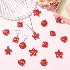 50 pendentif en résine opaque à pois&nbsp;RESI-CJ0005-50