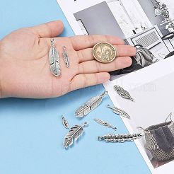 Старинное серебро смешанной перо тибетском стиле сплава подвески&nbsp;TIBEP-MSMC021-31AS