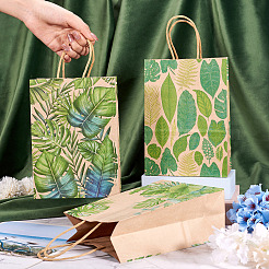 6 Stück 3 Arten rechteckige Papiertaschen mit Blattdruck und Griffen&nbsp;CARB-TA0001-10
