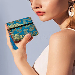 6 bolsa de regalo para joyas con cremallera y borlas de brocado chino en 6 colores&nbsp;ABAG-LP0001-17B