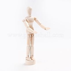未完成の空白の木製人形  DIYの手塗りの工芸品のため  アンティークホワイト  154x43x27mm&nbsp;DIY-WH0163-92B