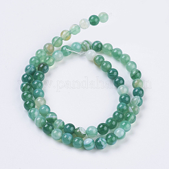 Круглые окрашенные натуральные полосатые агатовые / полосатые агатовые бусины G-G582-6mm-M