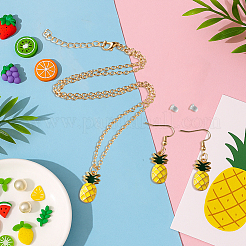 Ананас из сплава эмали 2 пара висячих серег и 2 шт. подвески на шею SJEW-HY0001-08